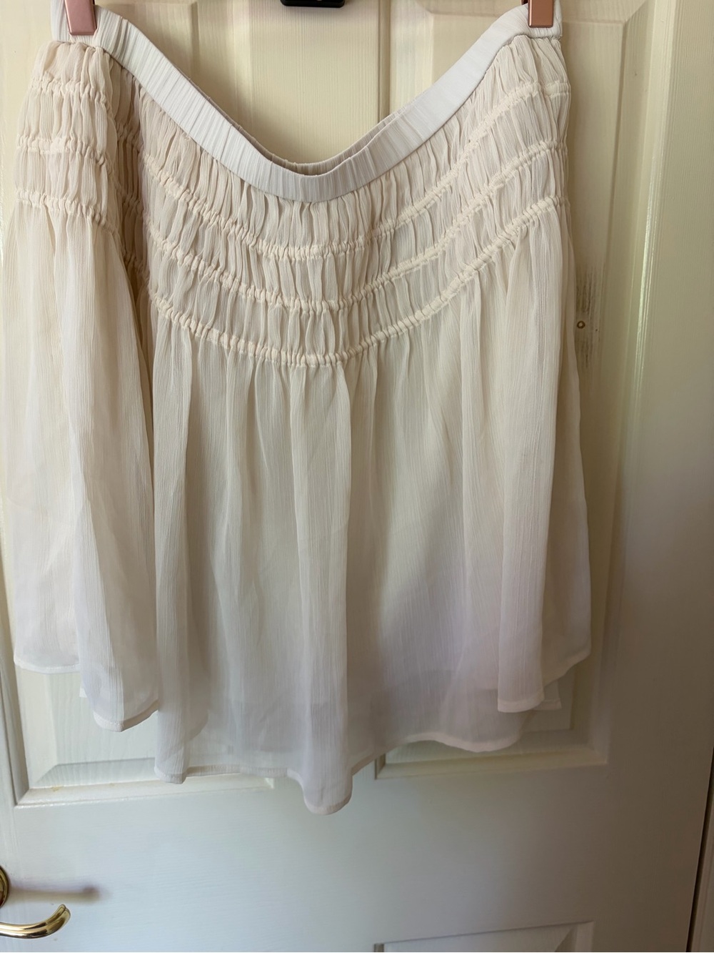 Banana Republic Cream Chiffon Smocked Waist Skater Skirt